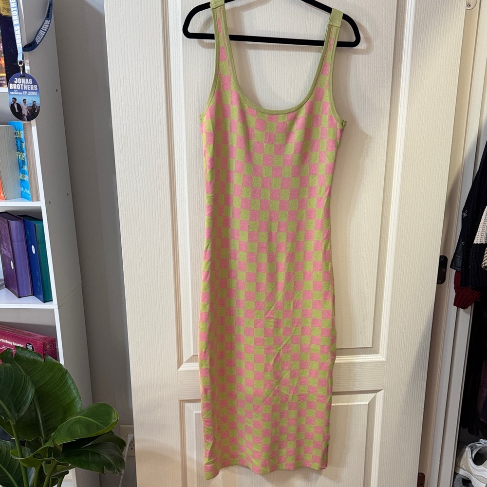 Cotton On Pink and Green Checkered Maxi Dress